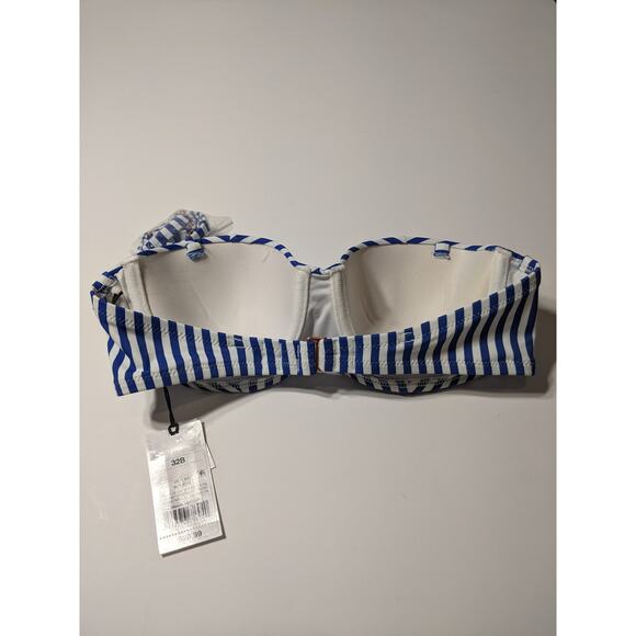 Shade & Shore Bikini Top Striped Bandeau Light Lift 32B Blue White Swimsuit Pool - Picture 5 of 11